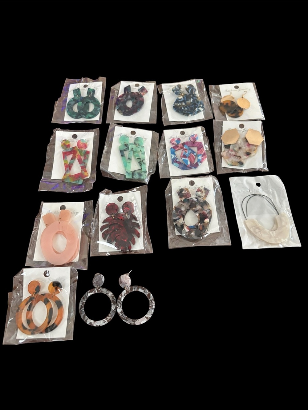 Assorted Women’s Resin Statement Earrings - Multi-Color